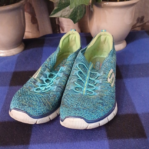 Skechers Shoes - Skechers Teal Knit Comfort Shoes